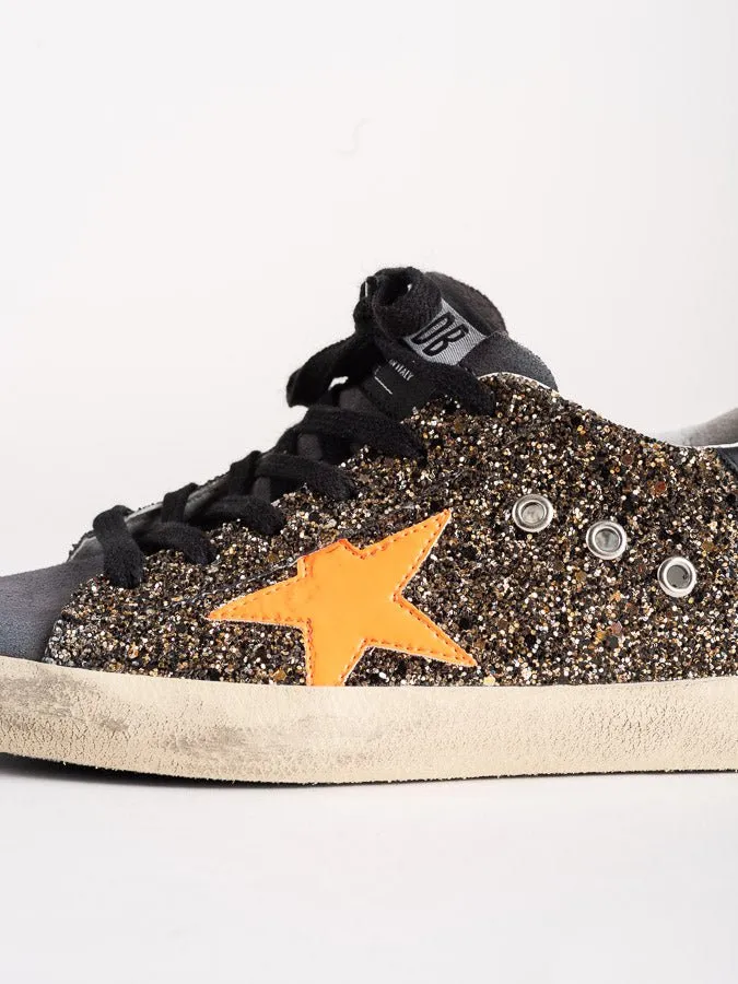 superstar sneaker - black gold glitter