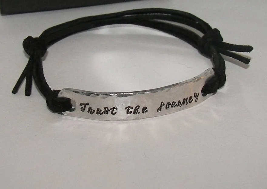 Trust the journey , Personalized bracelet , my word bracelet, inspirational bar bracelet for her, mens bar bracelet, couple giftt
