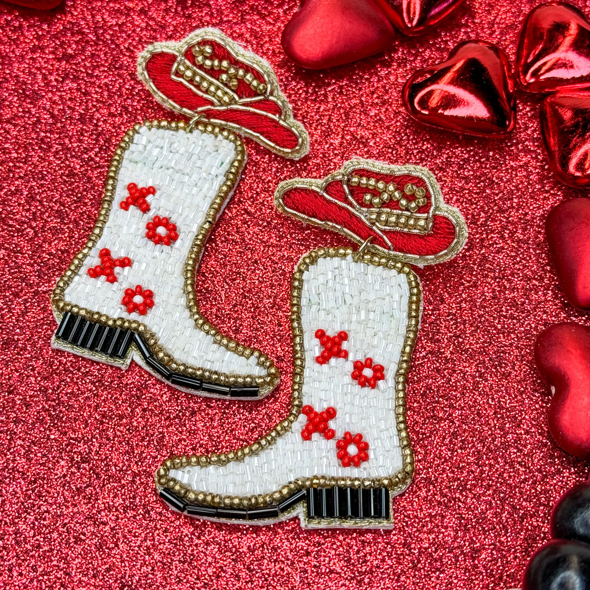 XOXO Cowboy Boots Beaded Earrings