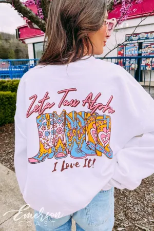 Zeta Tau Alpha I Love It Cowboy Boot Sweatshirt
